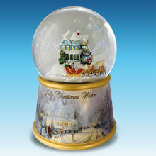Load image into Gallery viewer, The Bradford Exchange Jolly Christmas Wishes Thomas Kinkade Holidays in Motion Snowglobe Collection Issue # 3Hand-Painted Rotating Sculptural Christmas decoration 5.75-inches
