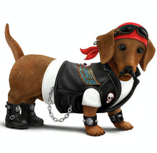 Load image into Gallery viewer, Hamilton Collection Cruiser Dachshund Figurine Biker Dog Collectible Hand-Painted Artist Resin Sculpture with Leather-Style Vest Do-Rag Boots Shades and Spiked Wristbands 5-inches
