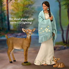 Load image into Gallery viewer, The Ashton-Drake Galleries Dyani Deer Maiden of The Morning Star Native American Poseable Portrait Doll with Deer Figures and Hand Sewn Beaded Illuminated LED Shawl 21&quot;-Inches - RCE Global Solutions
