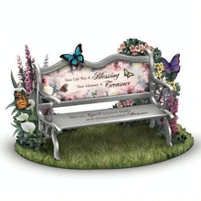 Load image into Gallery viewer, The Hamilton Collection Lena Liu You Are Loved Beyond Measure Remembrance Bench Sculpture Memorial Figurine with Butterflies Floral Garden Design Hand-Painted Artist Resin Bereavement Gift 6-inches
