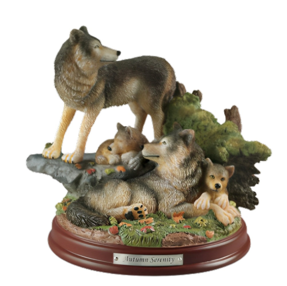 The Bradford Exchange Autumn Serenity The Protectors Of The Pack Collection Issue #6 Realistically Hand Painted & Likelife Detail Wolf Sculpture 8-inches - RCE Global Solutions