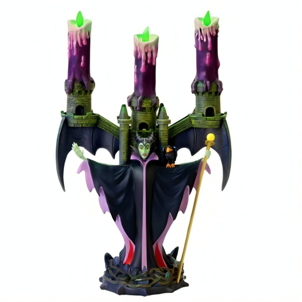 The Bradford Exchange Disney Villains Illuminated Flameless Candelabra Collection Issue #1: Maleficent Candelabra Handcrafted and Hand-painted with LED Lights Like Real Flames Candle Halloween Decor 10-inches