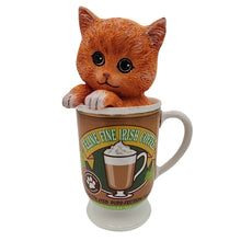 Load image into Gallery viewer, The Hamilton Collection Coffee Cats Collection Issue #8: Feline Fine Irish Coffee Figurine Handcrafted Cat &amp; Coffee Mug Collectible Purr-Colated Purr-Fection by Kayomi Harai 4.5-inches
