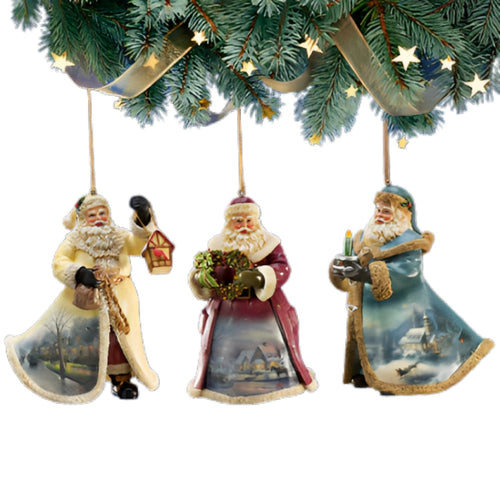 The Ashton-Drake Galleries Victorian Winter Scenes Santas Ornament Collection Issue #26 Painter of Light Artistry Three Dimensional Elegance with Elaborate Detailing Christmas Decoration Set of 3 by Thomas Kinkade 12-inches - RCE Global Solutions