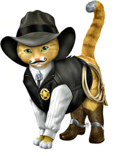 Load image into Gallery viewer, The Hamilton Collection Spurs &#39;N Fur Kitty Cowboys Figurine Issue #1 Sheriff S. Purrs Hand-Painted Cat Sculpture with Detailed Cowboy Attire Sheriff’s Badge and Spurs Limited Edition Old West Collectible 5.5-inches
