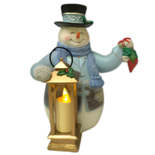 The Bradford Exchange Warm Wishes Tabletop Centerpiece Collection Issue #6 Deck The Halls Lighted Musical Snowman Lantern Tabletop Centerpiece Collection Christmas Decoration by Thomas Kinkade 7-inches - RCE Global Solutions