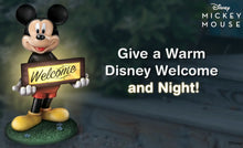 Load image into Gallery viewer, The Bradford Exchange Disney Mickey Mouse Fully Sculpted Solar Powered Outdoor Welcome Sign With Built in Light Sensing Solar Panel UV and Water Resistant 16&quot;-Inches - RCE Global Solutions
