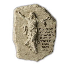 Load image into Gallery viewer, The Bradford Exchange Cornerstones of Faith Wall Decor Collection Issue #4: For God So Loved The World Religious Plaque with Biblical Inscription Ancient Stone Look Christian Wall Art 8.75-inches
