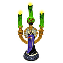 Load image into Gallery viewer, The Bradford Exchange Disney Villains Candelabra Collection Issue #3: Evil Queen Candelabra Handcrafted and Hand-Painted Disney Villain Home Décor with Built-in LED Flickering Lights 10-inches
