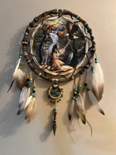 Load image into Gallery viewer, The Bradford Exchange Native Dreams Dreamcatcher Collection Issue #2 Sacred Visions Hand Stretched Leather Art and Sculpted Resin Frame with Feathers Beads Medallion and Arrowhead by Russ Docken 14-inches - RCE Global Solutions
