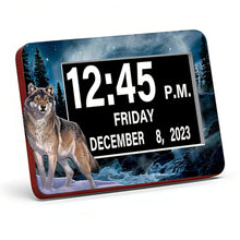 Load image into Gallery viewer, The Bradford Exchange Always Alert Wolf Art LED Clock High-Contrast LED Screen Hand-Applied Artwork with USB Charging Port and Versatile Mounting Options by Al Agnew 9.5&quot; W x 7&quot; H-inches - RCE Global Solutions
