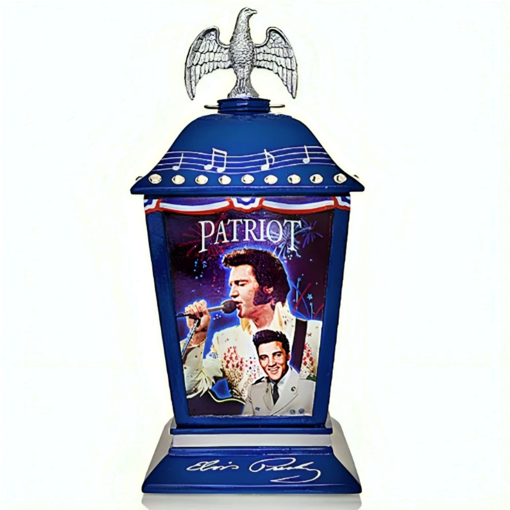 The Hamilton Collection 'The Many Sides of Elvis™' Lantern Collection Issue #3 ELVIS: The Patriot Lantern Handcrafted Illuminated Tribute with Archival Photographs and Full-Color Imagery 7-inches