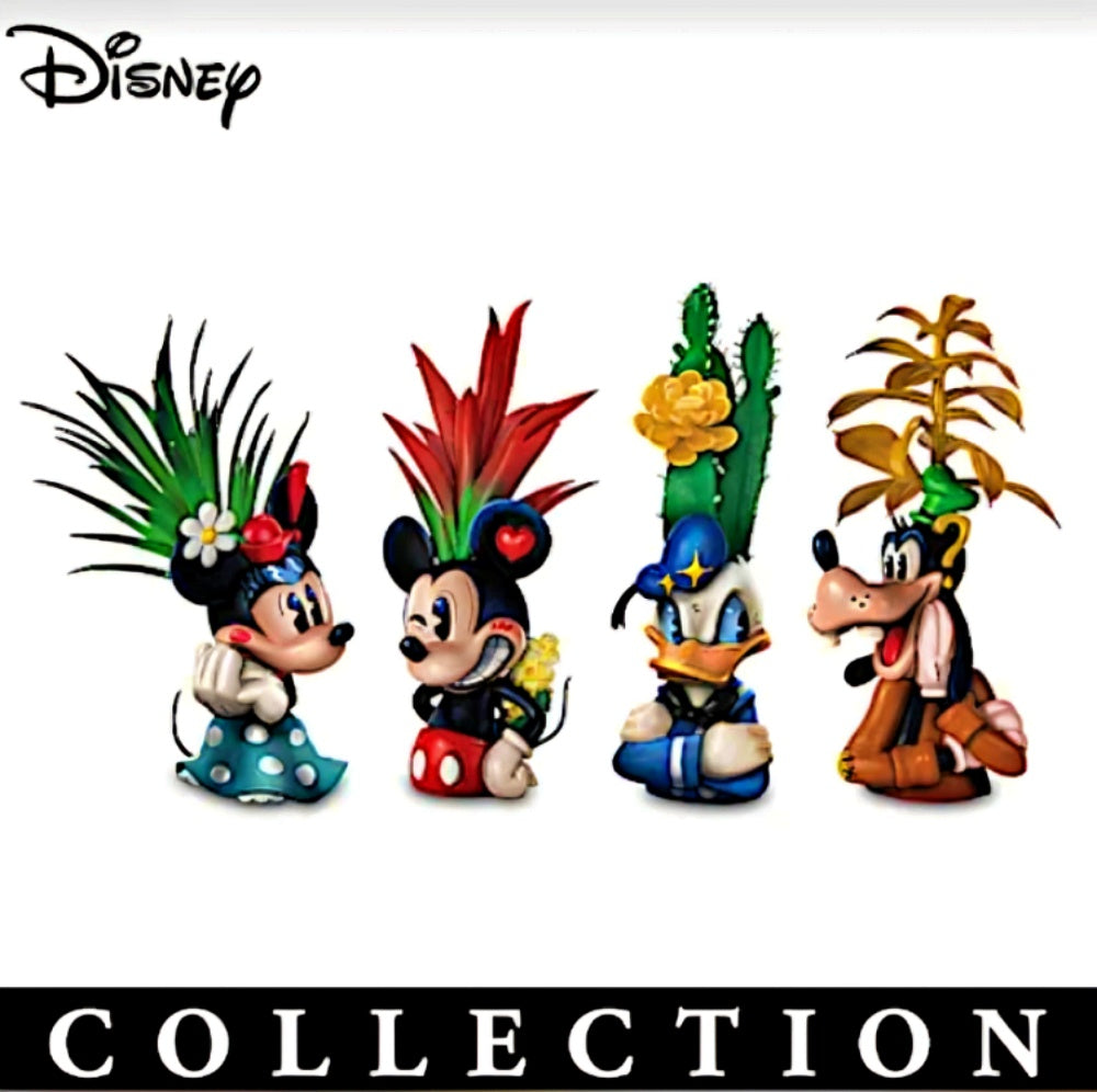 disney faux succulents The Bradford Exchange Disney Mickey and Friends Succulent Sculpture  Collection Issue #2 Donald Duck and Goofy Set of 2 Handcrafted Hand-painted