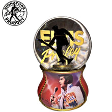 Load image into Gallery viewer, The Bradford Exchange Elvis Burning Love Glitter Globe Collection Issue #7 “Elvis Globe” Musical Snow Globe with Elvis Silhouette and Artwork by Nate Giorgio 6-inches
