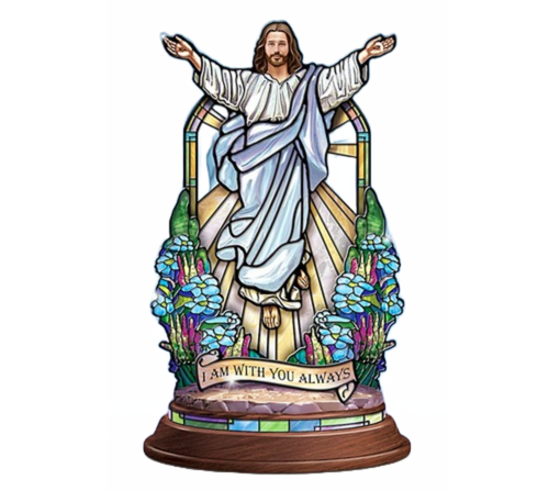 The Bradford Exchange With You Always Illuminated Stained-Glass Jesus Christ Sculpture 5"W X 8.25"H