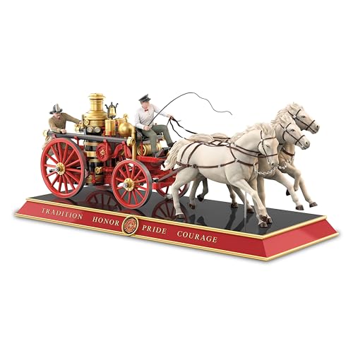 The Bradford Exchange 1900s Boiler Engine Vehicle Sculpture With 2 Firefighters 11-Inches - RCE Global Solutions