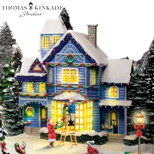 The Bradford Exchange Deck the Halls Thomas Kinkade Sounds of The Season Village Collection Issue #3 Hawthorne Village Division with LED Lights and Melodies Handcrafted Holiday Village Christmas Decoration Includes FREE Family Figurines - RCE Global Solutions