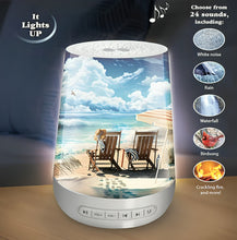 Load image into Gallery viewer, The Bradford Exchange Seaside Sleep Sound Machine Nightlight + 24 Relaxing Sounds Ocean-Inspired Art &amp; Soothing Ambience 6-Inches - RCE Global Solutions
