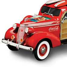 Load image into Gallery viewer, The Hamilton Collection COCA-COLA® Cruising to Refreshment 1937 Studebaker Coke Woody Wagon Sculpture 1:18 Scale Vintage Beach Ride with Surfboards Handcrafted Resin Collectible 10-inches - RCE Global Solutions
