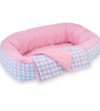 Load image into Gallery viewer, The Ashton-Drake Galleries Reversible Pink &amp; Plaid Bassinet Baby Doll Accessory with A Matching Blanket - RCE Global Solutions
