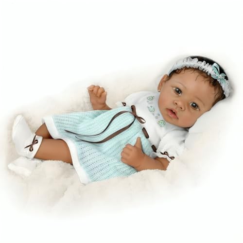 The Ashton-Drake Galleries Alicia's Gentle Touch Curls Her Hand Around Your Finger So Truly Real® Lifelike Interactive & Realistic African American Black Baby Girl Doll by Linda Murray 22-inches - RCE Global Solutions