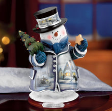 Load image into Gallery viewer, The Bradford Exchange Winter Wonderland Snowman Heirloom Classics Collection Issue #6 Holiday Gathering Christmas Decoration Figurine by Thomas Kinkade 7-inches
