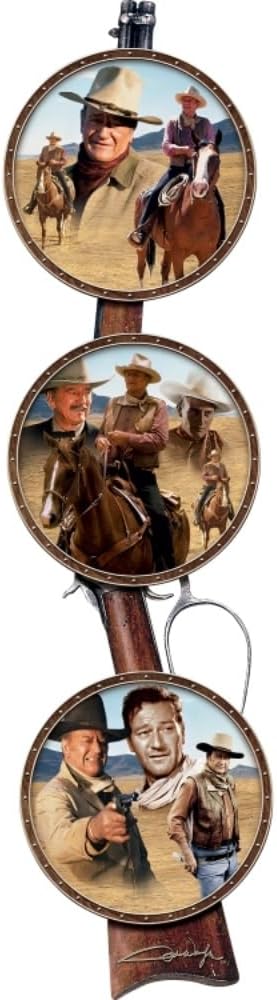The Bradford Exchange Legendary John Wayne: an American Icon Collector Plate Set of 3 with a Custom-Designed Riffle Display Frame