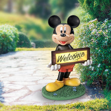 Load image into Gallery viewer, The Bradford Exchange Disney Mickey Mouse Fully Sculpted Solar Powered Outdoor Welcome Sign With Built in Light Sensing Solar Panel UV and Water Resistant 16&quot;-Inches - RCE Global Solutions
