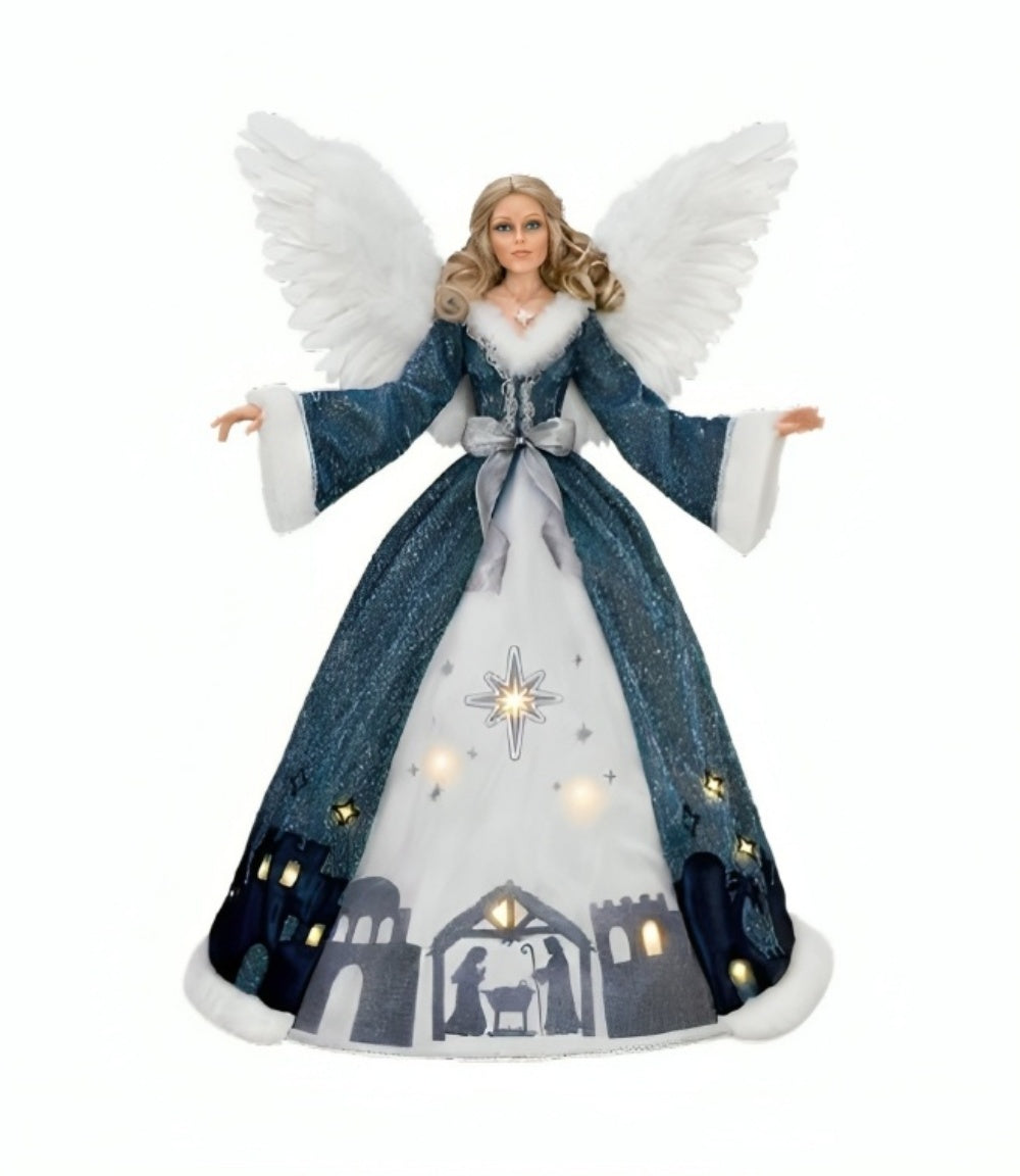 The Ashton-Drake Galleries Little Town of Bethlehem Angel Doll Collector’s Edition Illuminated Nativity Scene Skirt & Musical Feature Plays O Little Town of Bethlehem Poseable with Removable Wings Christmas Decorations 24-inches