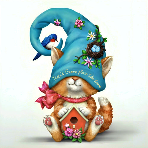 The Hamilton Collection Gnomies Meow And Fur-ever Figurine Collection Issue #1: There's Gnome Place Like Home Handcrafted & Hand-Painted with Glitter Accents by Blake Jensen 4.5-Inches - RCE Global Solutions