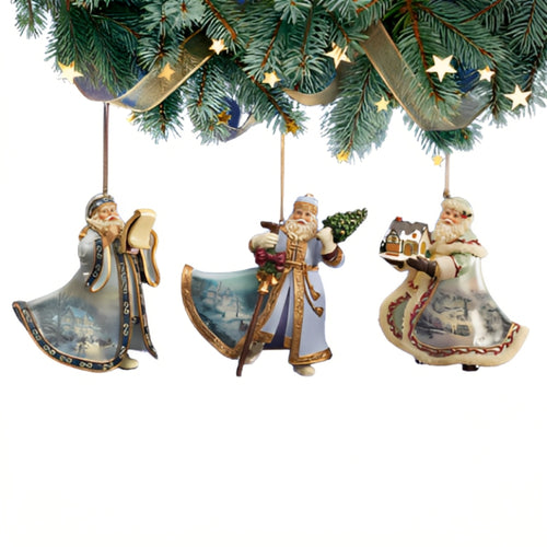 The Ashton-Drake Galleries Victorian Winter Scenes Santas Ornament Collection Issue #8 Painter of Light Artistry Christmas Decoration Set of 3 by Thomas Kinkade 12-inches - RCE Global Solutions