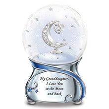 Load image into Gallery viewer, The Bradford Exchange Granddaughter, I Love You To The Moon Musical Glitter Globe Keepsake Plays &quot;Always in My Heart&quot; A Shimmering Tribute to Your Precious Star&quot; 5-Inches - RCE Global Solutions
