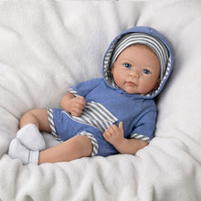 Load image into Gallery viewer, The Ashton-Drake Galleries Caleb Lifelike Weighted TrueTouch™ Silicone Baby Doll with Rooted Hair by Linda Murray 18-inches
