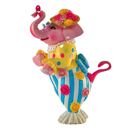 The Hamilton Collection Passionate Promenade Posh Elephant Figurine Handcrafted Breast Cancer Awareness Art with Glitter and Faux Gems by Margaret Le Van 4-inches - RCE Global Solutions