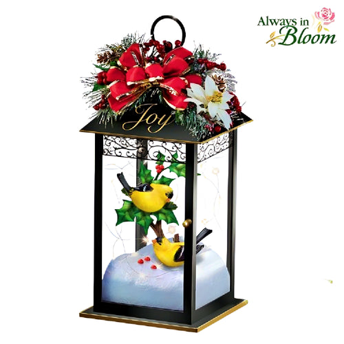 The Bradford Exchange Nature’s Glory Table Centerpiece Issue #3 Joy Illuminated Holiday Lantern with Songbird Sculptures and Always in Bloom Floral Arrangement Christmas Decoration 8-Inches - RCE Global Solutions