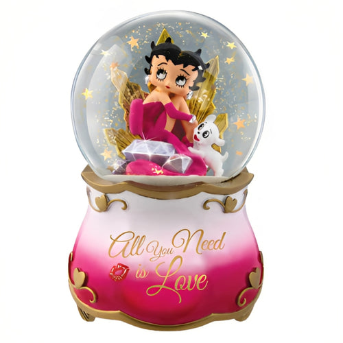 The Bradford Exchange All You Need Is Love Betty Boop™ Illuminated Glitter Globe Collection Issue #2 Illuminate Your Space with Sassy Style Hand-Crafted with Shimmering Stars and Golden Accents 6-inches - RCE Global Solutions