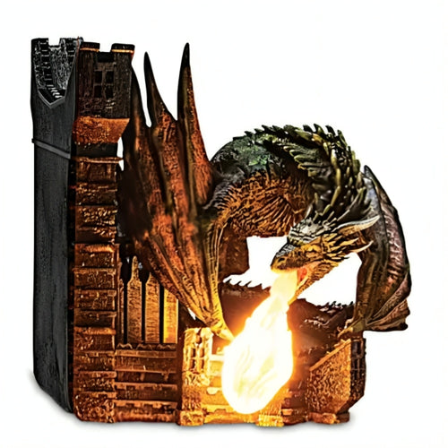 The Bradford Exchange Game of Thrones Bookends Collection Issue #3: Rhaegal Handcrafted Sculptural with LED Light-Up Fire Effects Perfect Favourite Books 5-inches - RCE Global Solutions
