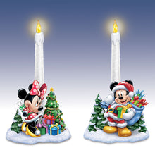 Load image into Gallery viewer, The Bradford Exchange Disney Mickey Mouse And Minnie Mouse Heartwarming Holiday Flameless Handcrafted Candle Set 9-inches - RCE Global Solutions
