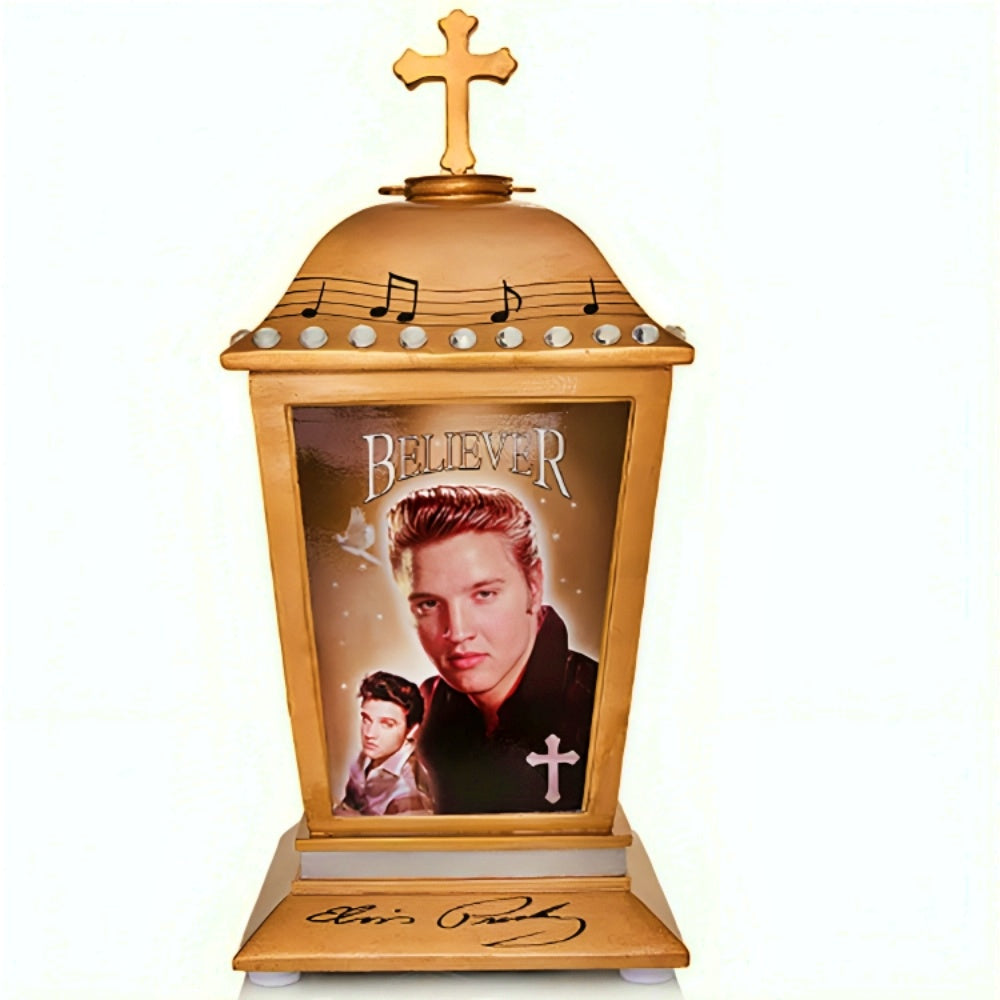 The Hamilton Collection 'The Many Sides of Elvis™' Lantern Collection Issue #2 ELVIS: The Believer Lantern Handcrafted Illuminated Tribute with Archival Photographs and Full-Color Imagery 7-inches