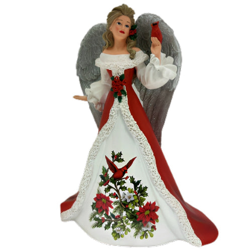 The Hamilton Collection Comforting Cheer Angels of Comfort and Joy Figurine Collection Issue #5 Hand Painted Hand Crafted with Sparkling Glitter & Floral Accents Christmas Decoration Elegant Angel Figurine 7.5-inches