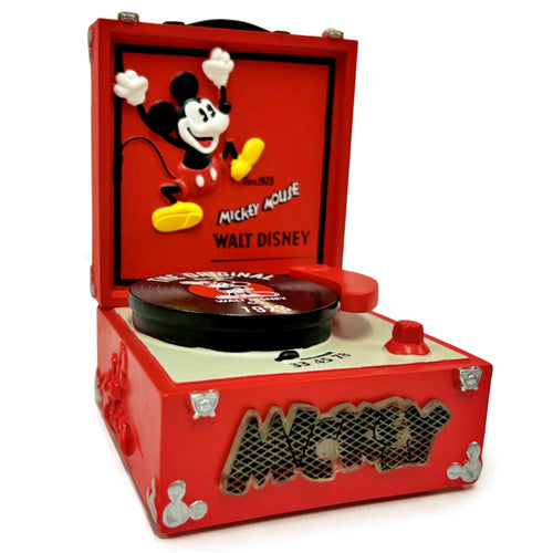 The Bradford Exchange Disney "Vinyl Icon" Mickey Mouse Retro Sculpture Collection Handcrafted Vintage-Inspired Radio with Lights and Disney Music 1928 Original Design with Raised-Relief Trim and Walnut Finish 6-Inches