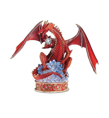 The  Hamilton Collection Youngblood Guardian Red Dragon Figurine With Svenka Crystal 7.75-Inches - RCE Global Solutions