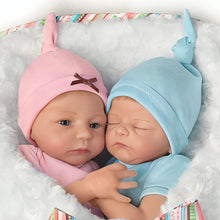 Load image into Gallery viewer, The Ashton-Drake Galleries Madison and Mason Lifelike So Truly Real® Poseable Baby Girl Boy Twin Doll Set With Soft RealTouch® Vinyl Skin and Custom Baby Bunting by Artist Donna Lee 13&quot;-Inches
