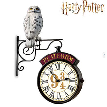 Load image into Gallery viewer, The Bradford Exchange Harry Potter Platform Illuminated Wall Clock Double-Sided Vintage Style Clock with Hedwig Figure Light-Up Wizarding World Decor 16-inches

