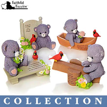 Load image into Gallery viewer, The Hamilton Collection Faithful Fuzzies Forever in My Heart Figurine Issue #3 &quot;Missed Each Day&quot; Hand-Painted Bereavement Bear with Cardinal and Flowers Memorial Keepsake 3.5-inches - RCE Global Solutions
