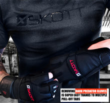 Load image into Gallery viewer, Skott Dark Predator Weightlifting Gloves Genuine Leather Gym Gloves with Double Wrist Support Padded Palm 3D Unisex Fit Heavy Duty Training Best Body Building Fitness and Exercise Accessories Unisex
