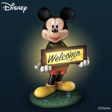 Load image into Gallery viewer, The Bradford Exchange Disney Mickey Mouse Fully Sculpted Solar Powered Outdoor Welcome Sign With Built in Light Sensing Solar Panel UV and Water Resistant 16&quot;-Inches - RCE Global Solutions
