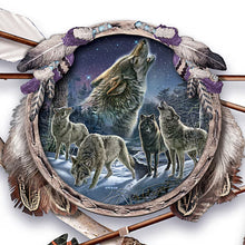 Load image into Gallery viewer, The Bradford Exchange Wilderness Guardians Collector Issue #1: Call of The Night Handcrafted &amp; Richly Detailed for Wolves Canbas Collectible Plate by James A. Meger 32-inches
