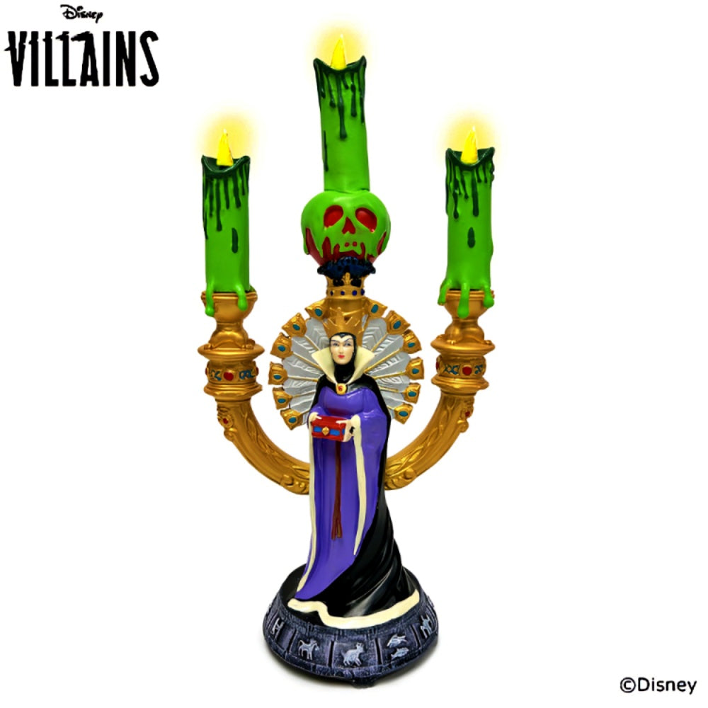 The Bradford Exchange Disney Villains Candelabra Collection Issue #3: Evil Queen Candelabra Handcrafted and Hand-Painted Disney Villain Home Décor with Built-in LED Flickering Lights 10-inches