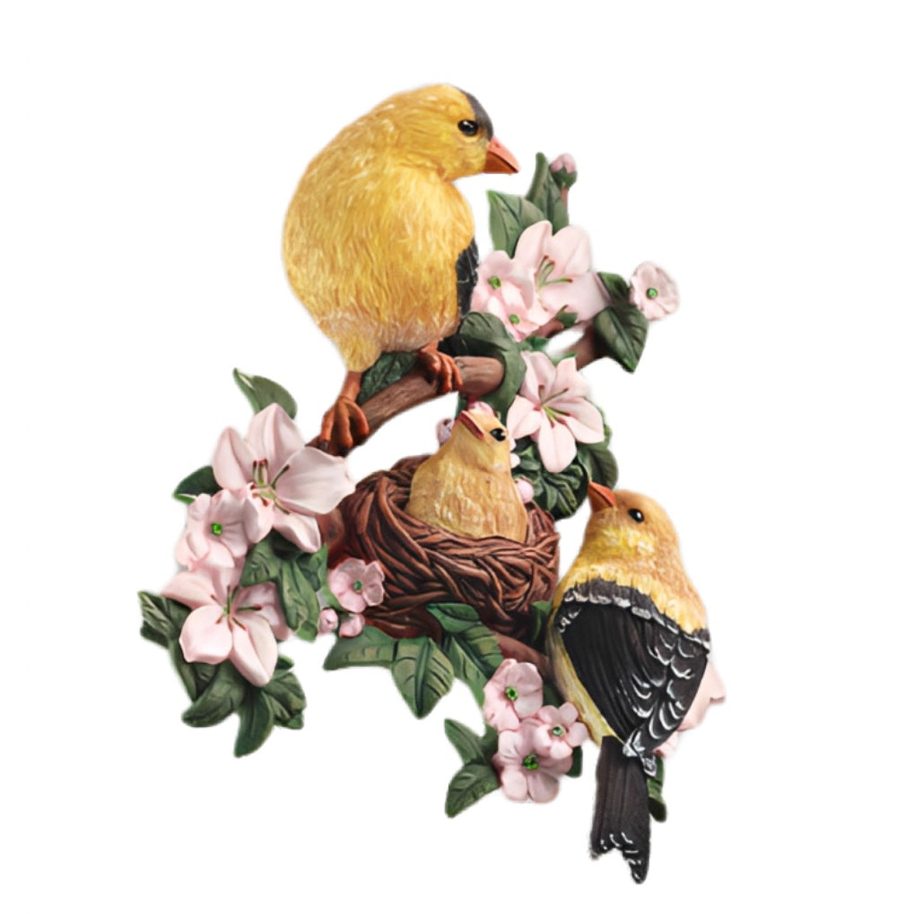 The Bradford Exchange Spring Awakenings Wall Decor Collection Issue #2 Gentle Goldfinches Sculpture 10-inches - RCE Global Solutions